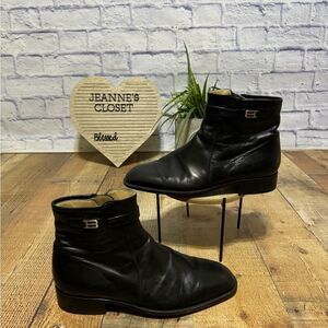 Bally Rudy Men Size 7.5  Black Leather Side Zip Plain Toe Ankle Boot